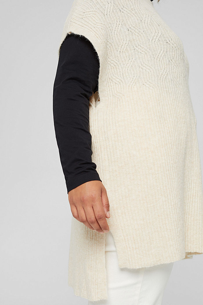 CURVY textured sleeveless jumper with wool, SAND, detail image number 2