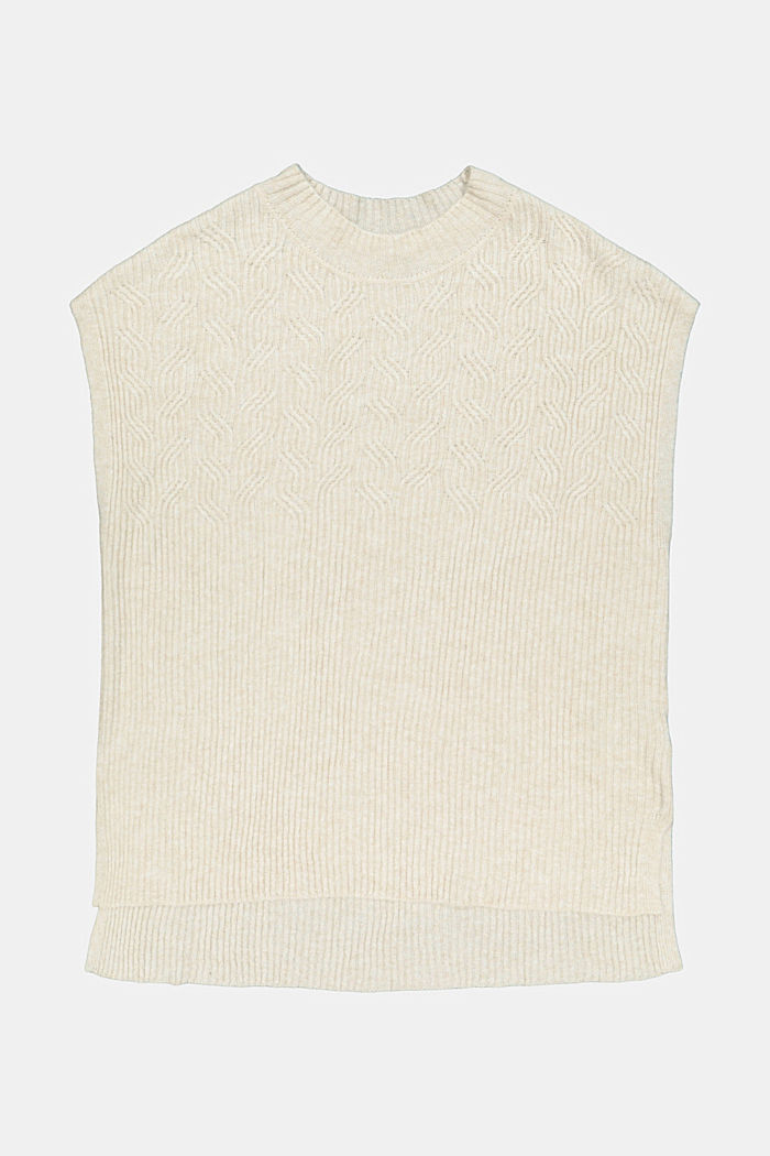 CURVY - Chaleco con textura y porcentaje de lana, SAND, detail image number 7