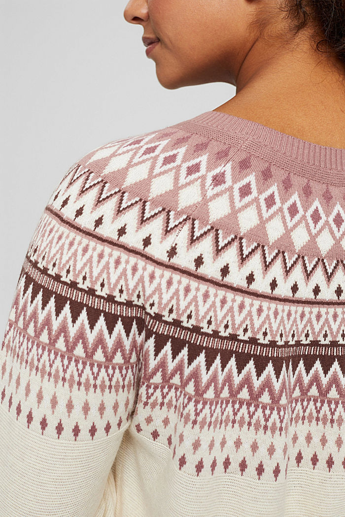 CURVY jacquard jumper made of blended organic cotton, SAND, detail image number 2