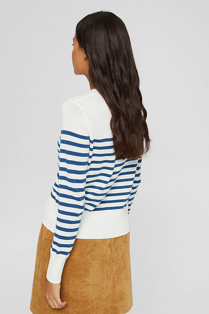Striped jumper in 100% cotton, OFF WHITE, detail image number 3
