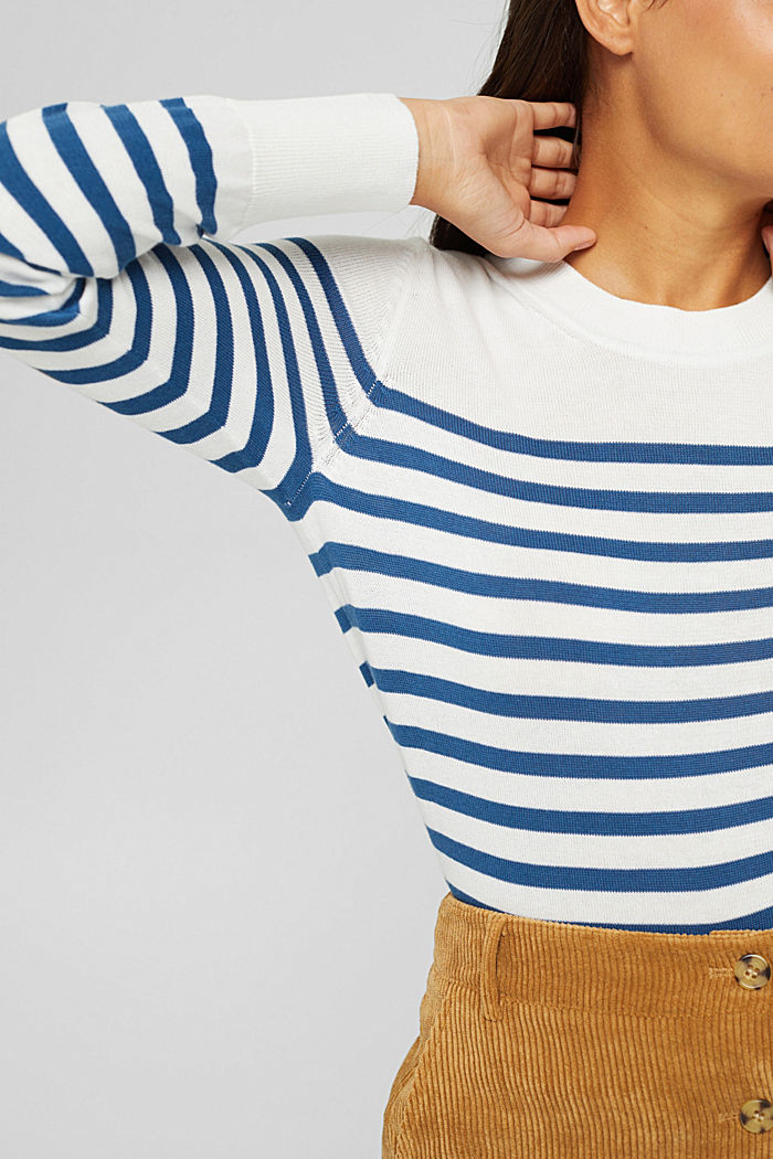 Striped jumper in 100% cotton, OFF WHITE, detail image number 2