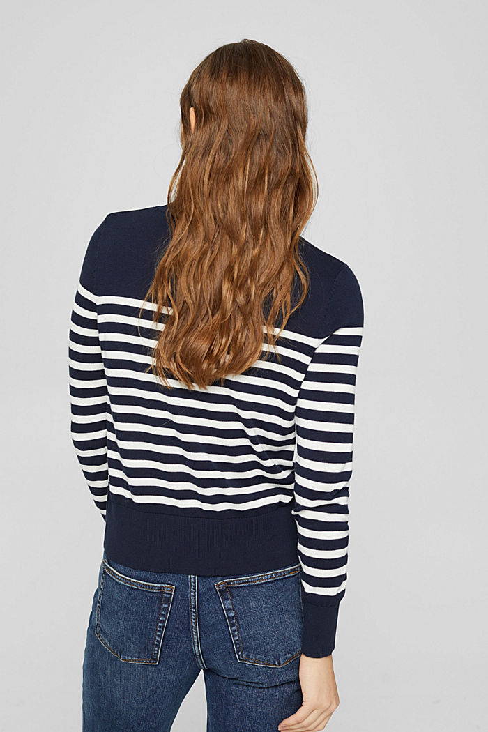 Striped jumper in 100% cotton, NAVY, detail image number 3