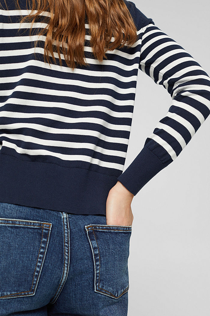 Striped jumper in 100% cotton, NAVY, detail image number 2