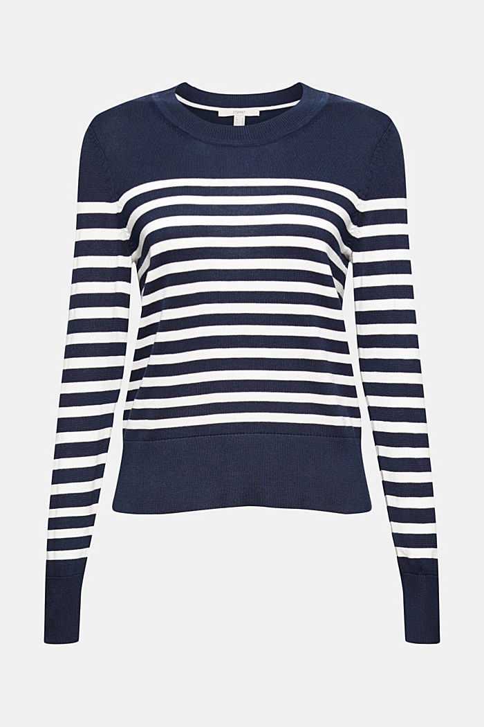 Striped jumper in 100% cotton, NAVY, detail image number 6