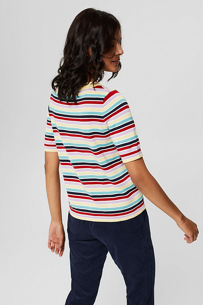 Short-sleeved jumper with multi-coloured stripes, LILAC, detail image number 3