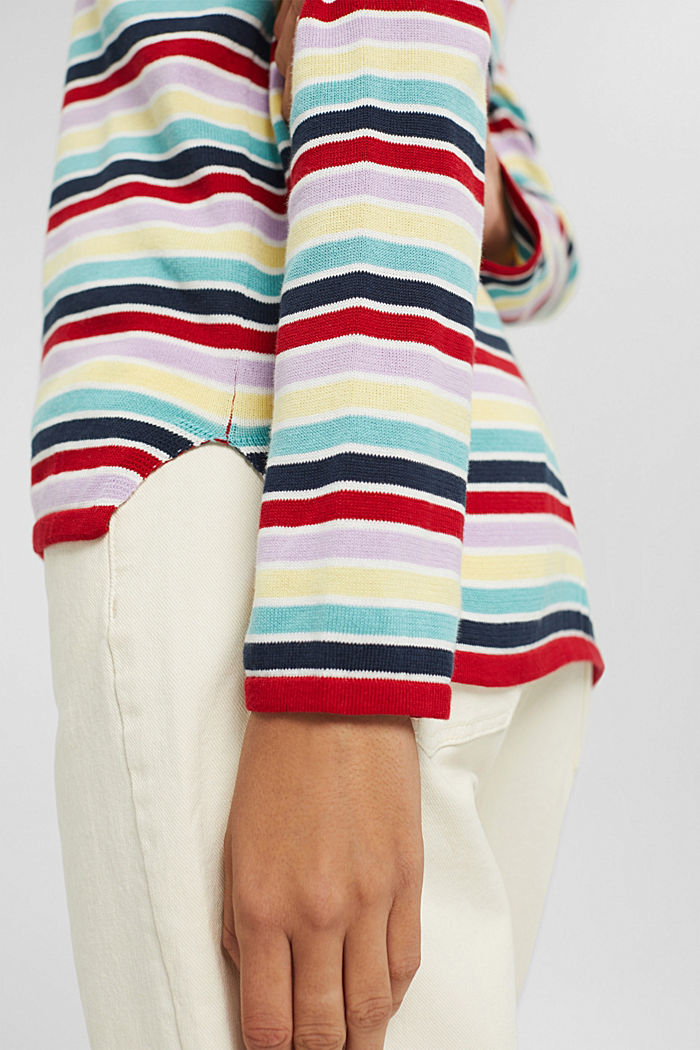 Striped jumper in 100% cotton, LILAC, detail image number 2