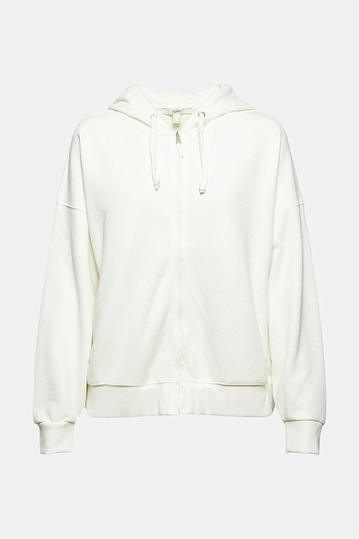 Brushed zip-up hoodie in blended organic cotton