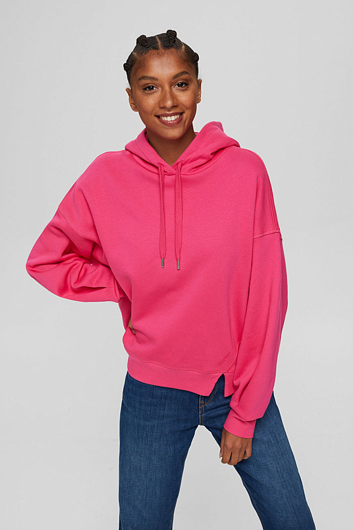 Hooded sweatshirt made of 100% cotton, PINK FUCHSIA, detail image number 0