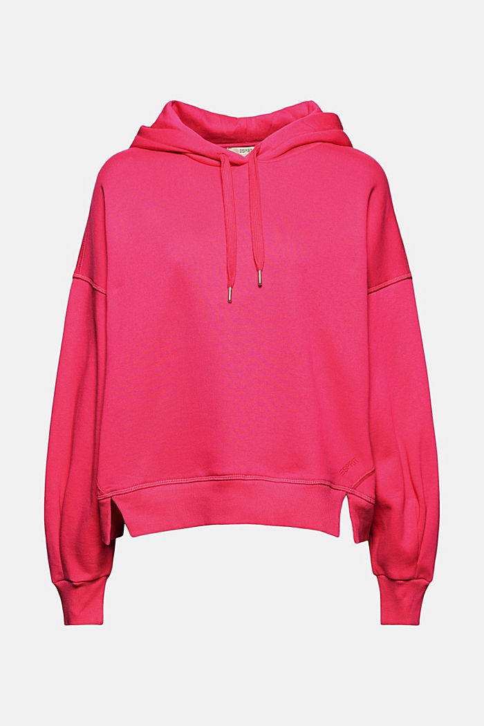 Hooded sweatshirt made of 100% cotton, PINK FUCHSIA, overview