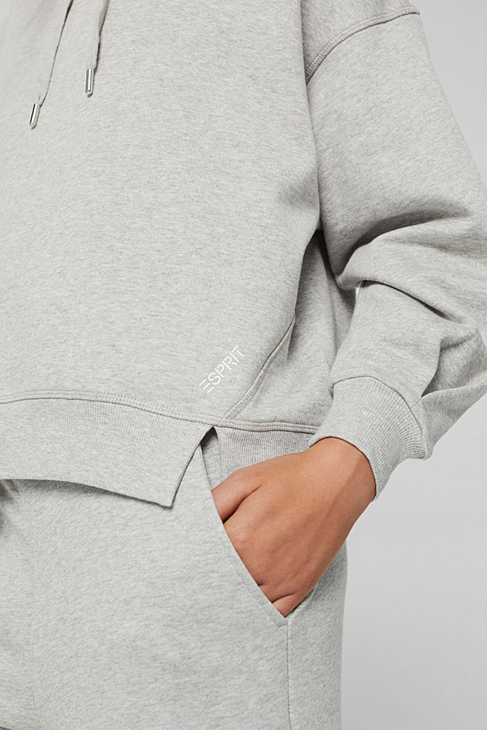 Hooded sweatshirt made of 100% cotton, LIGHT GREY, detail image number 5