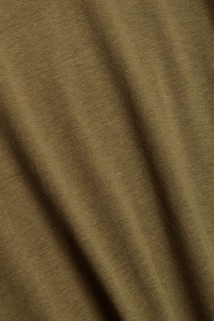 With TENCEL™: Long sleeve top with a stand-up collar, DARK KHAKI, detail image number 4