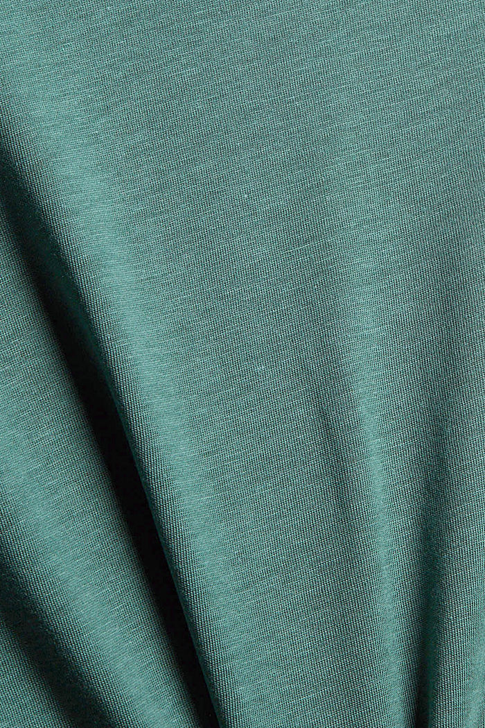 With TENCEL™: Long sleeve top with a stand-up collar, TEAL BLUE, detail image number 4