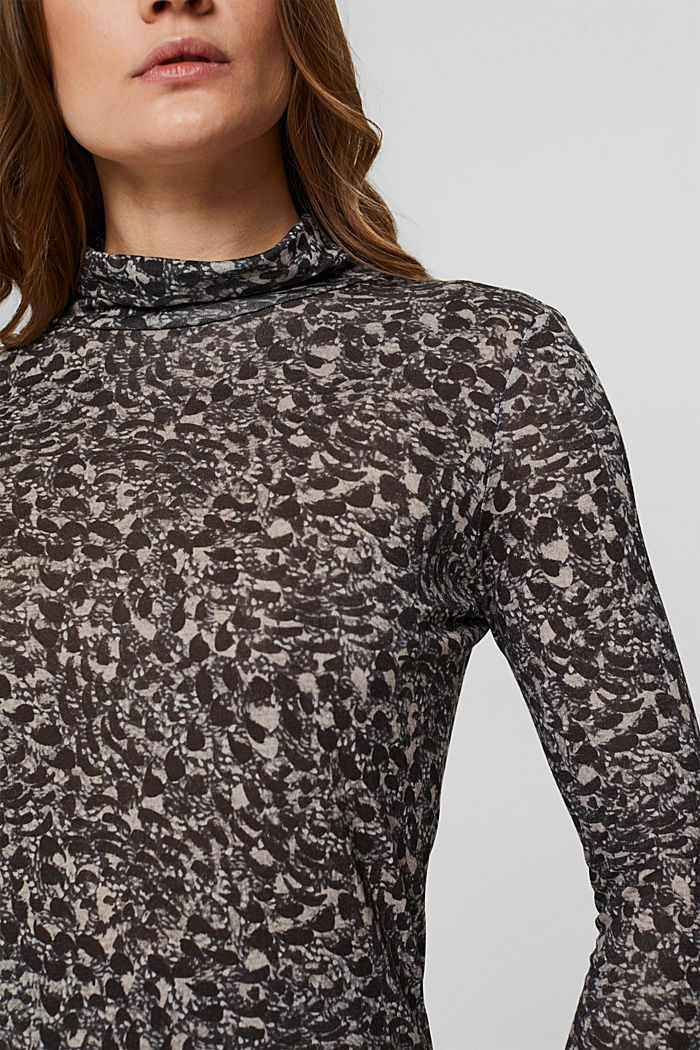 Made of TENCEL™: long sleeve polo neck top, ANTHRACITE, detail image number 2