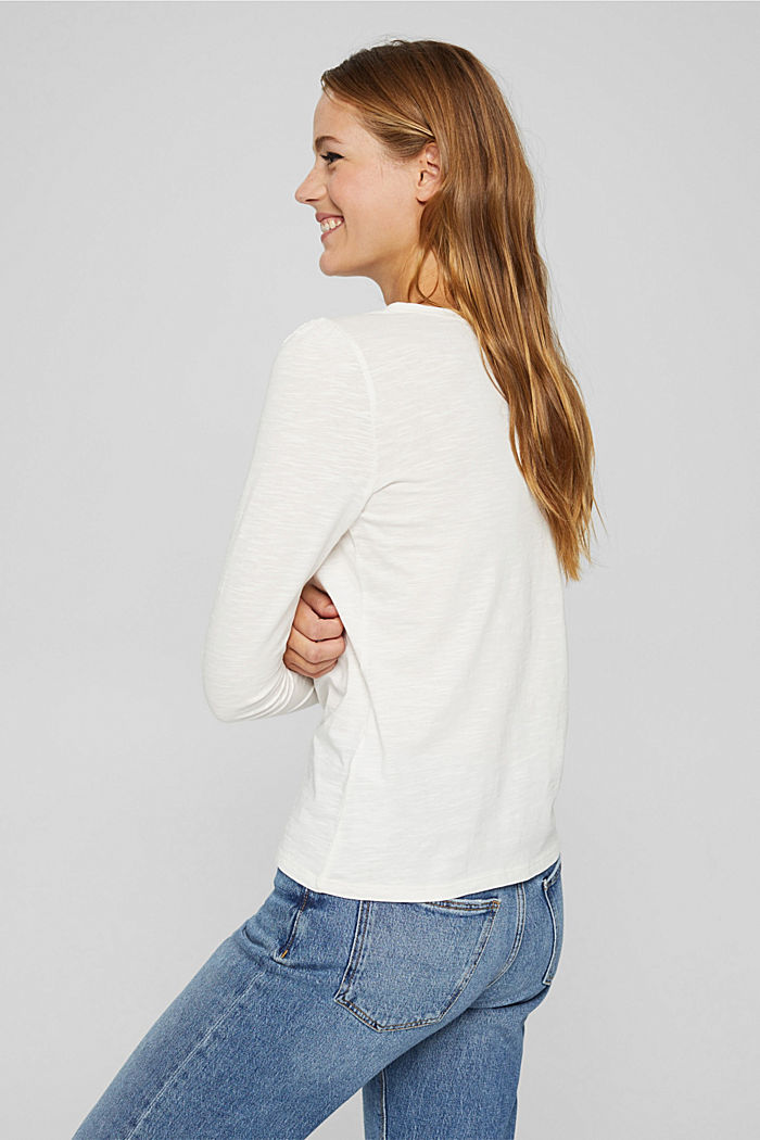 Henley long sleeve top made of 100% organic cotton, OFF WHITE, detail image number 3