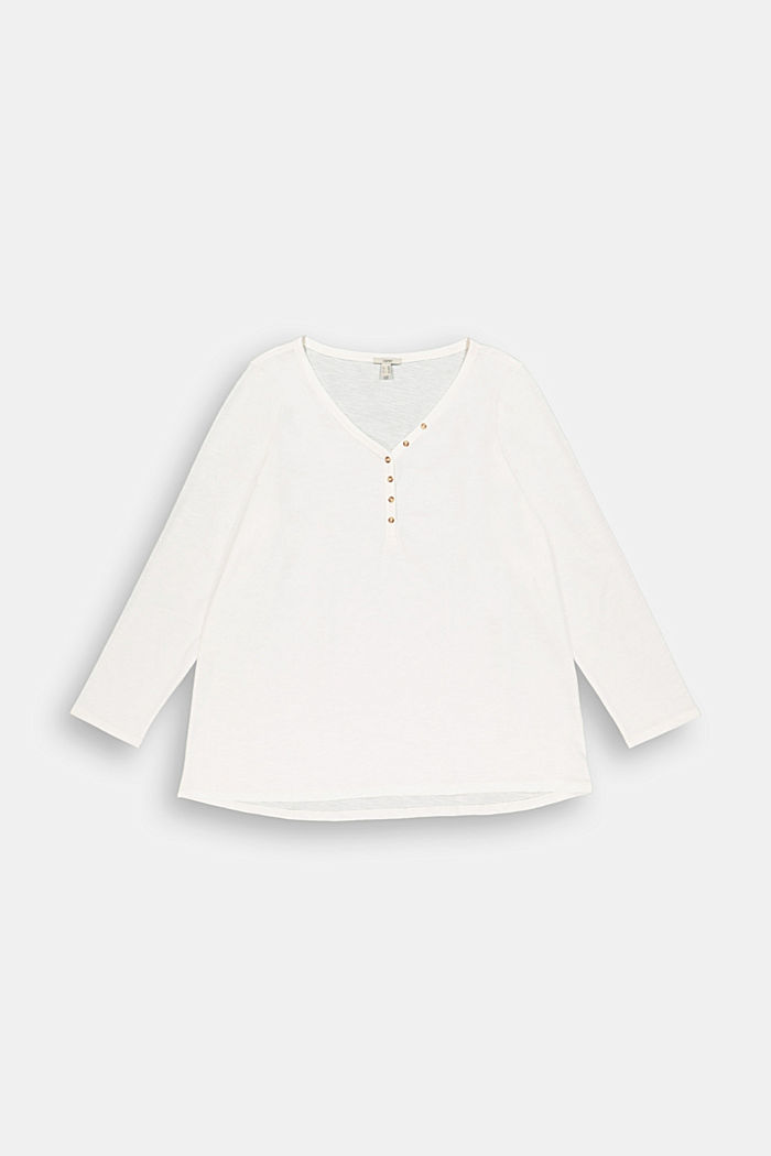 CURVY long sleeve Henley top made of 100% organic cotton, OFF WHITE, detail image number 6