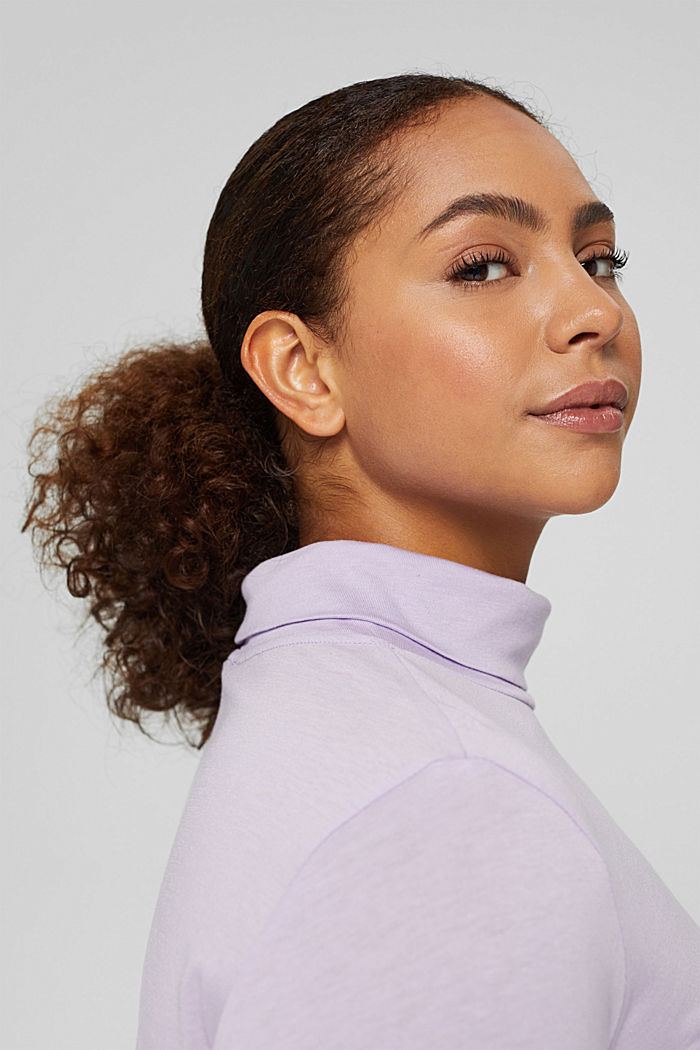 CURVY long sleeve top with a polo neck, TENCEL™, LILAC, detail image number 6