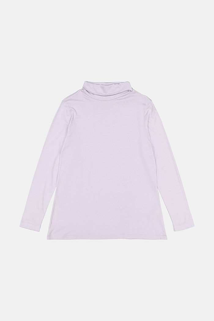 CURVY long sleeve top with a polo neck, TENCEL™, LILAC, detail image number 7