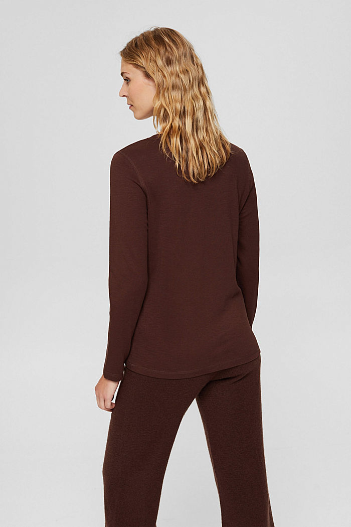 Long sleeve top made of 100% organic cotton, RUST BROWN, detail image number 3