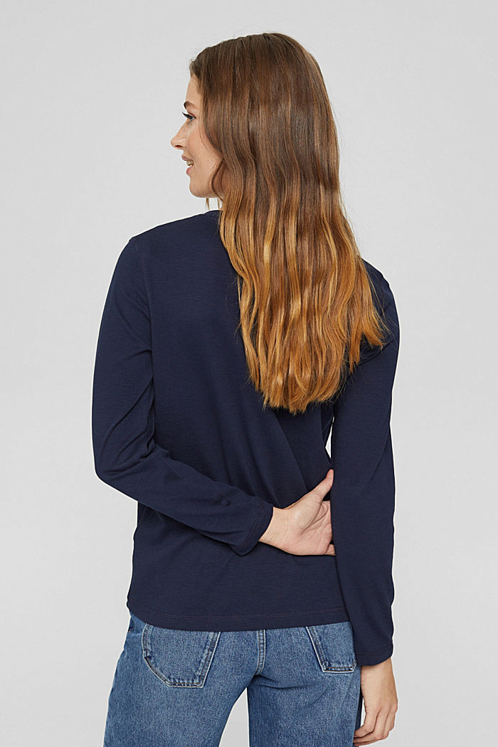 Long sleeve top made of 100% organic cotton, NAVY, detail image number 3