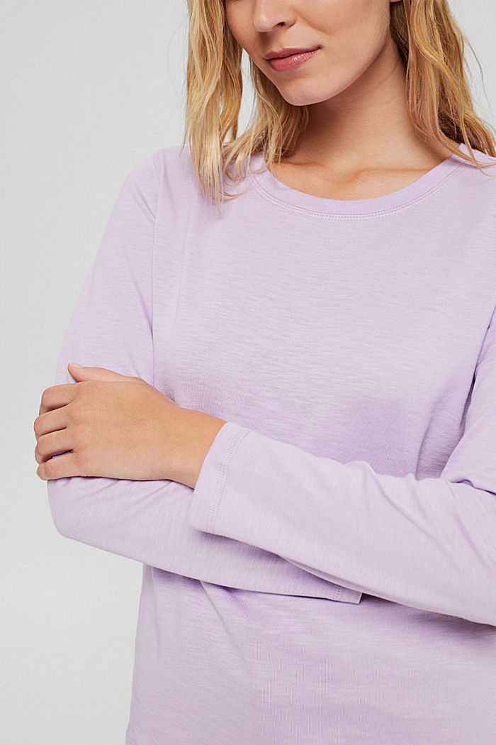 Long sleeve top made of 100% organic cotton, LILAC, detail image number 2