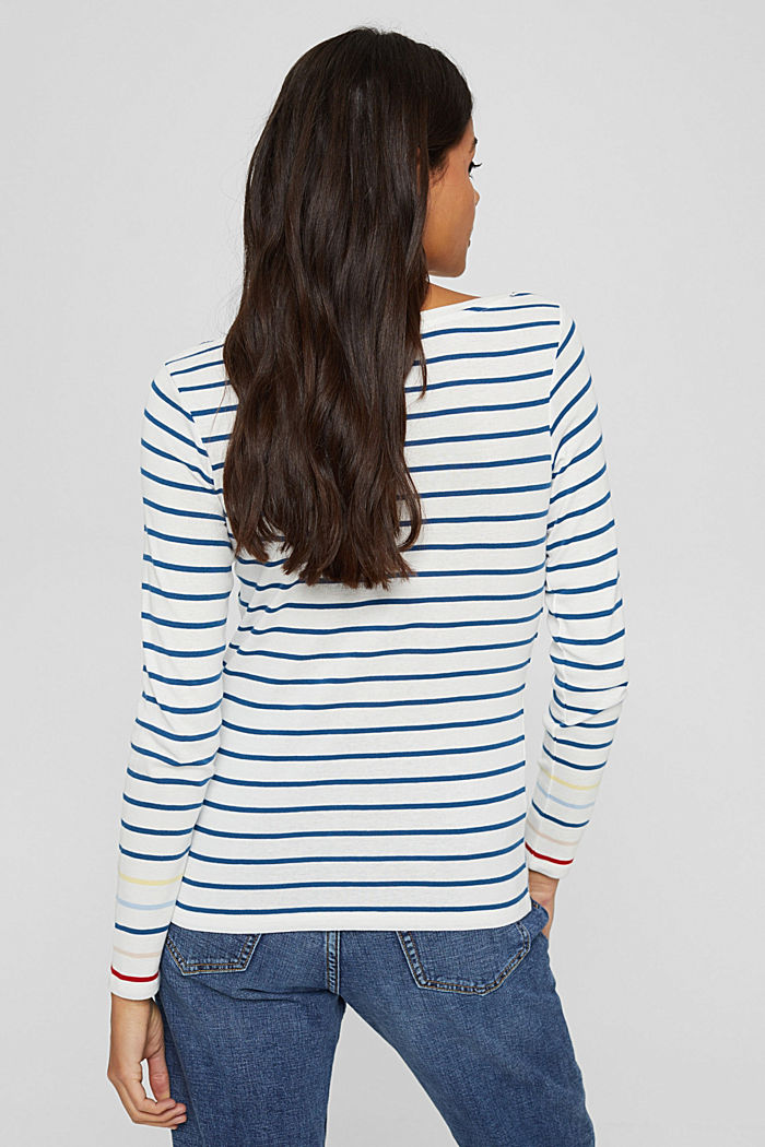 Striped long sleeve top, 100% cotton, OFF WHITE, detail image number 3