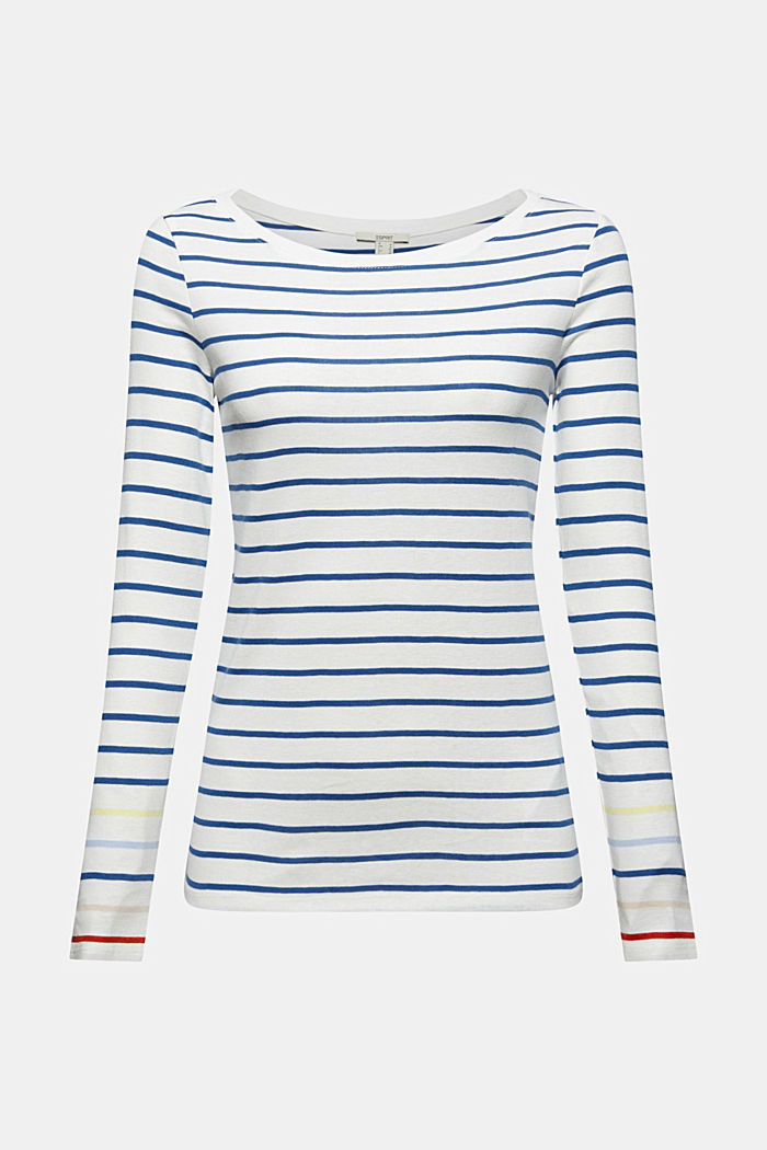Striped long sleeve top, 100% cotton, OFF WHITE, detail image number 5
