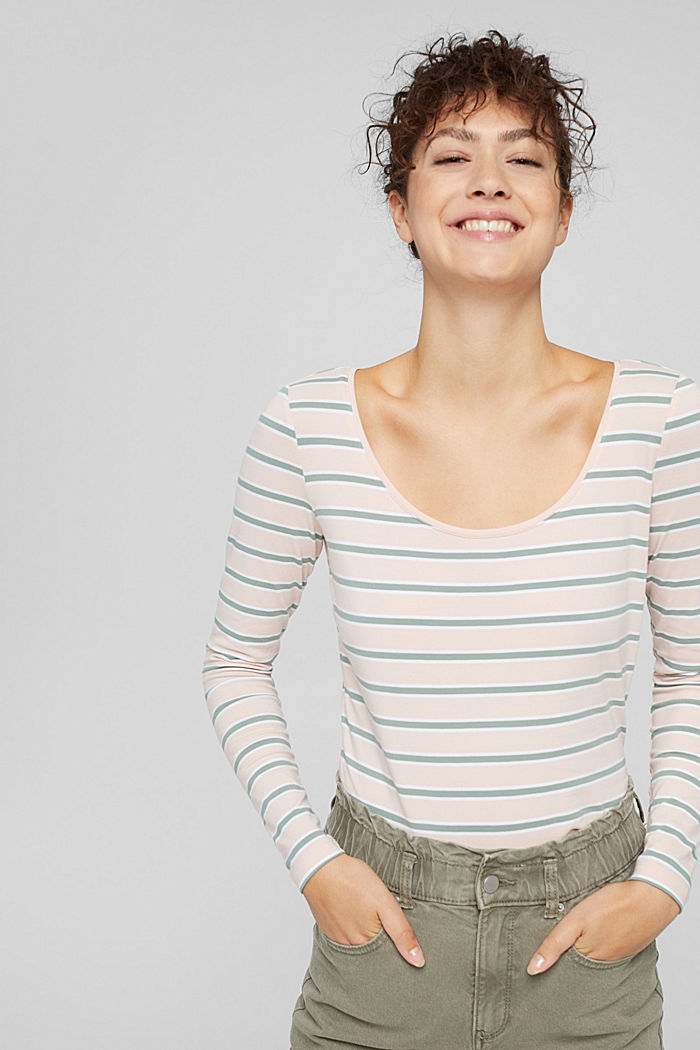 Long sleeve top with stripes, organic cotton, PASTEL PINK, detail image number 5