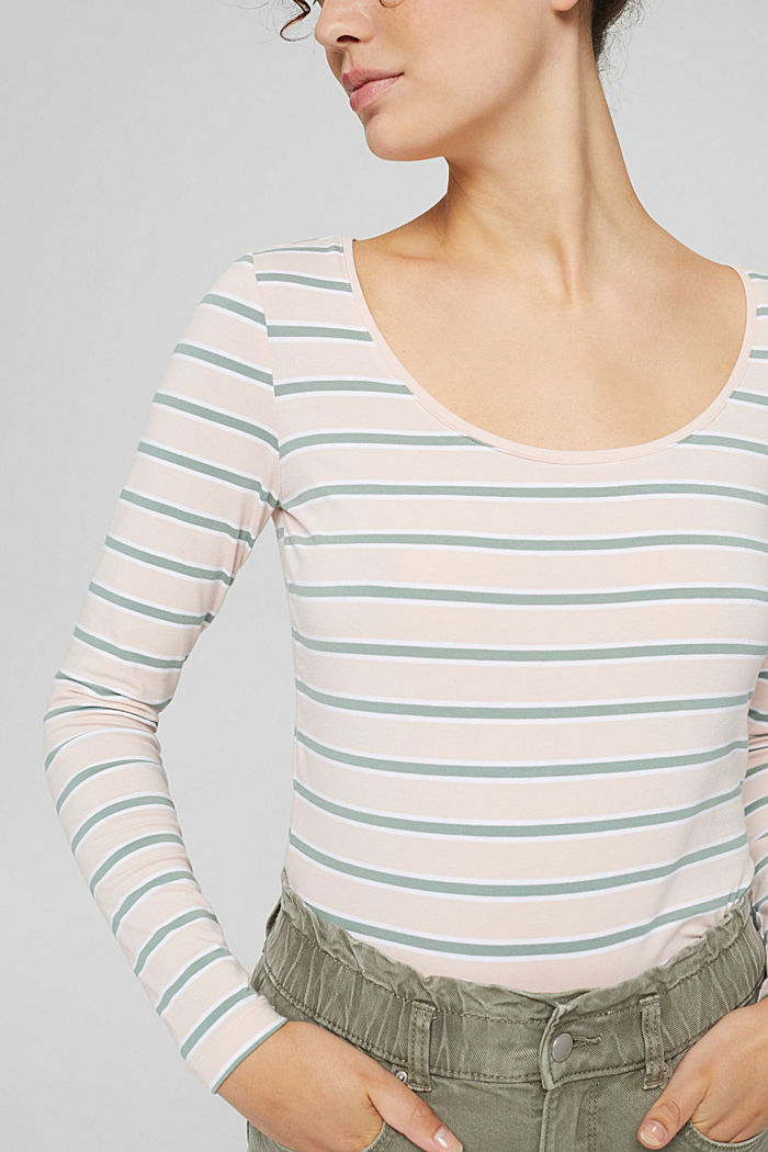 Long sleeve top with stripes, organic cotton, PASTEL PINK, detail image number 2