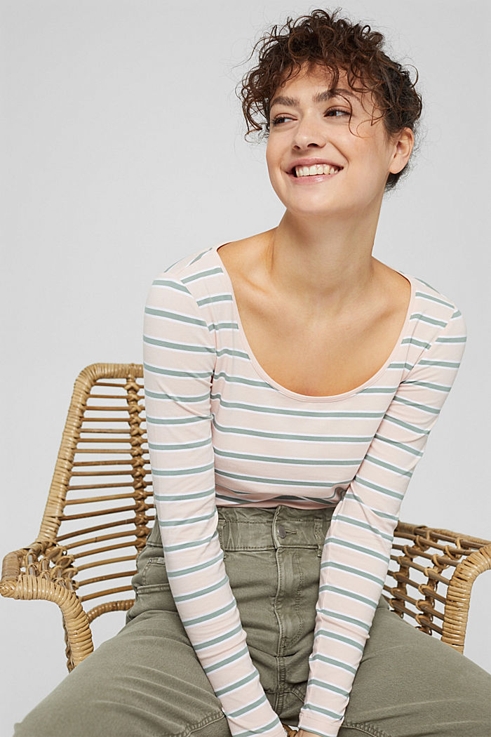 Long sleeve top with stripes, organic cotton, PASTEL PINK, detail image number 6