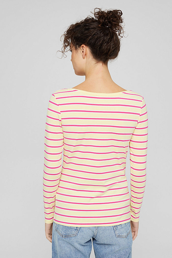 Long sleeve top with stripes, organic cotton, PASTEL YELLOW, detail image number 3