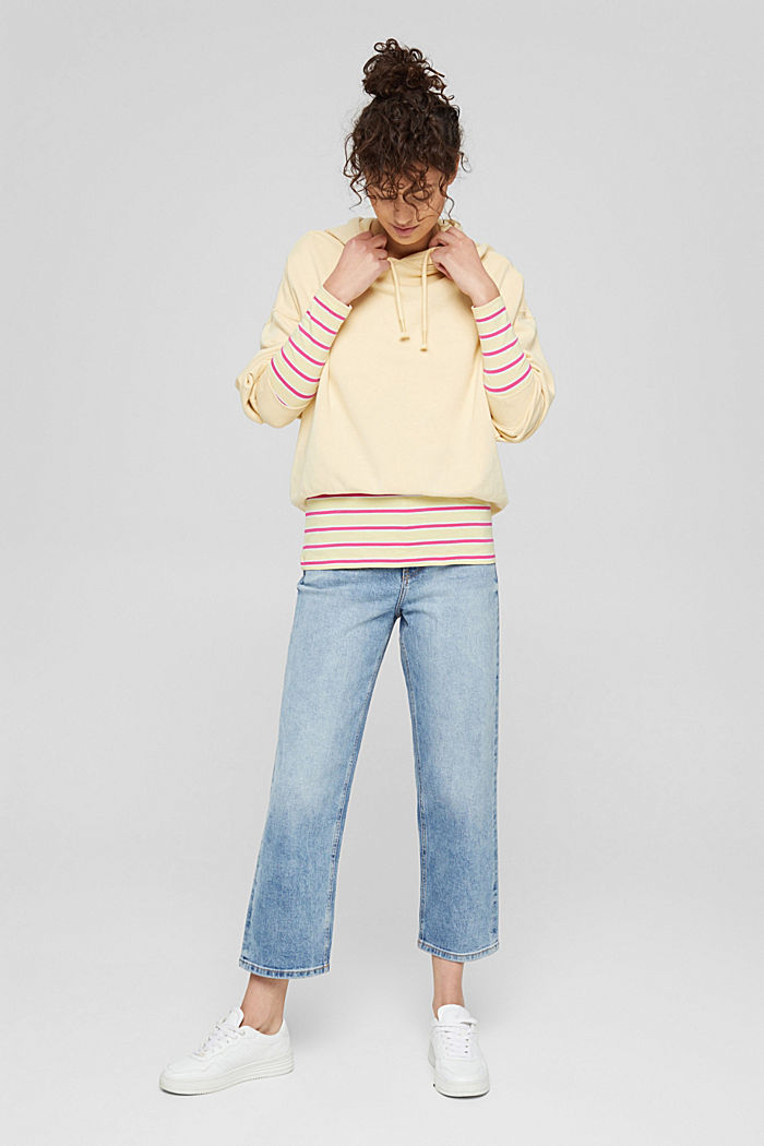 Long sleeve top with stripes, organic cotton, PASTEL YELLOW, detail image number 5