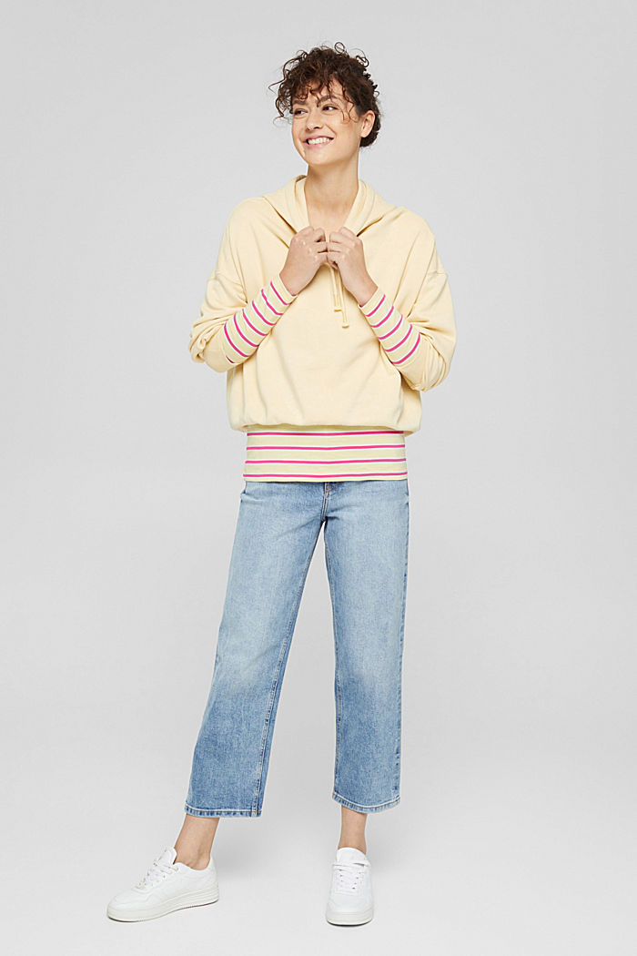 Long sleeve top with stripes, organic cotton, PASTEL YELLOW, detail image number 1