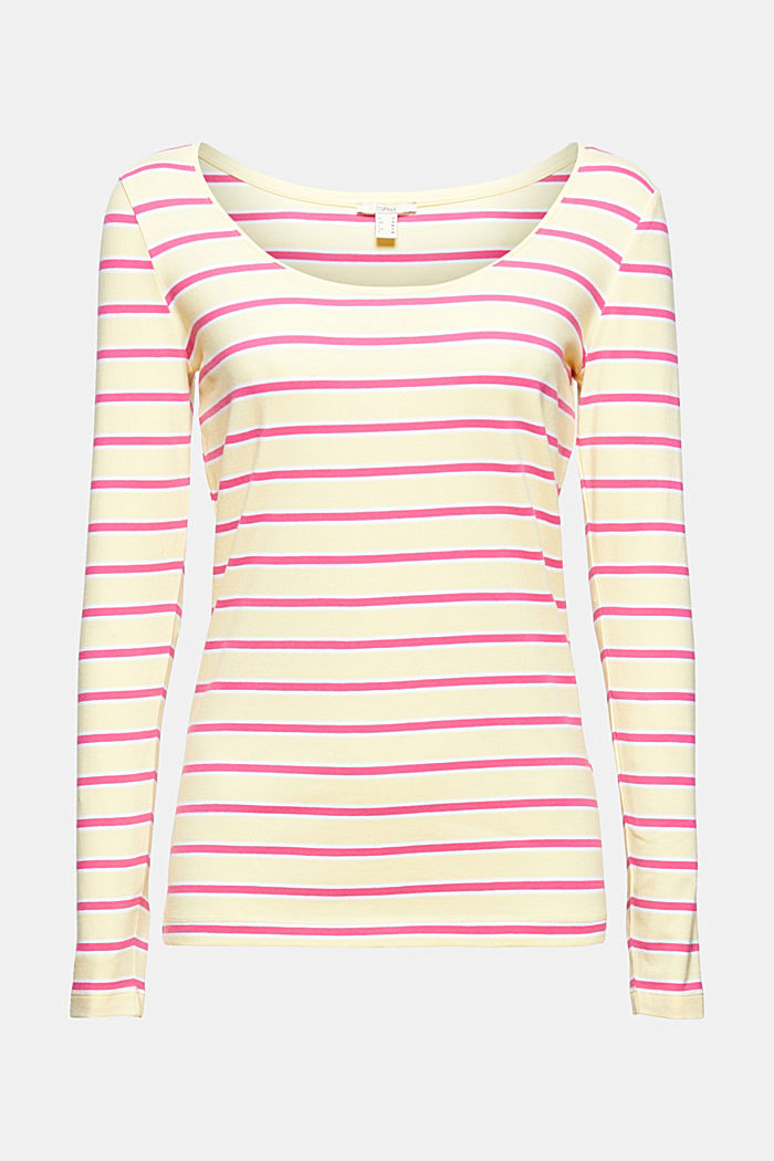 Long sleeve top with stripes, organic cotton, PASTEL YELLOW, detail image number 8