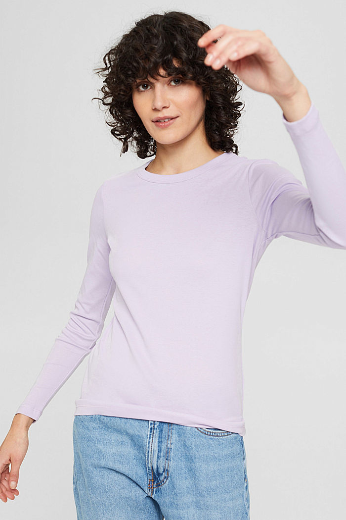 Basic long sleeve top in organic cotton, LILAC, detail image number 0