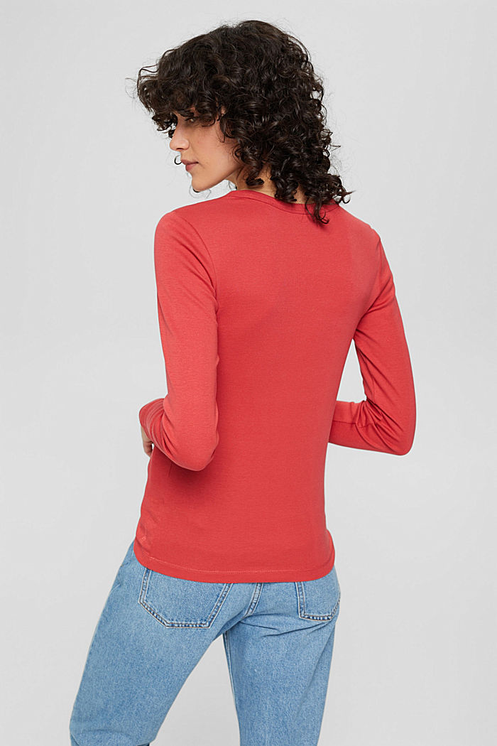 Basic long sleeve top in organic cotton, RED, detail image number 3