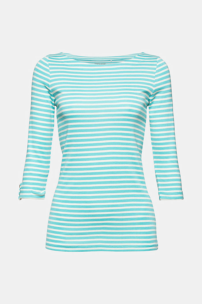Organic cotton top with 3/4-length sleeves, TURQUOISE, detail image number 6