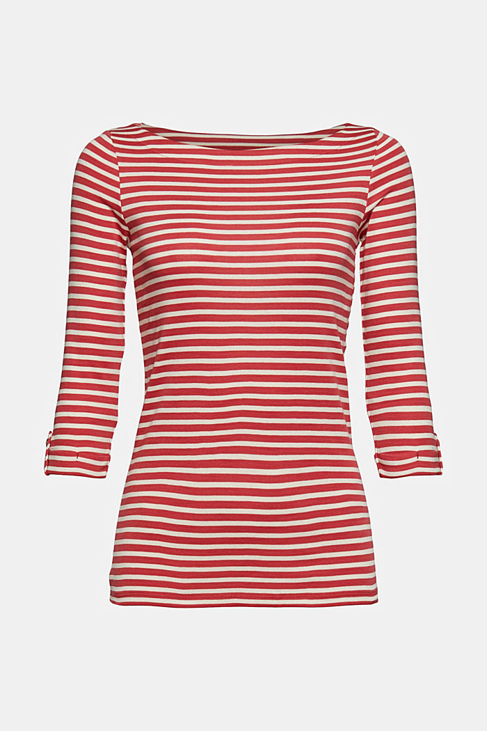 Organic cotton top with 3/4-length sleeves, RED, overview
