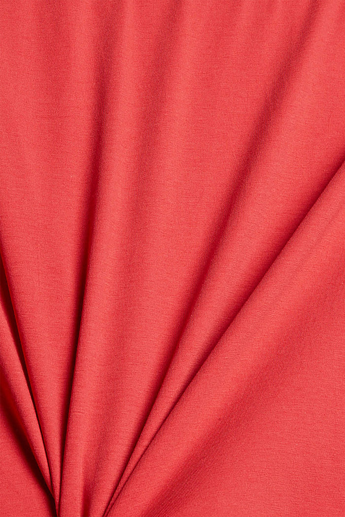 Long sleeve top with a polo neck made of organic cotton, RED, detail image number 4