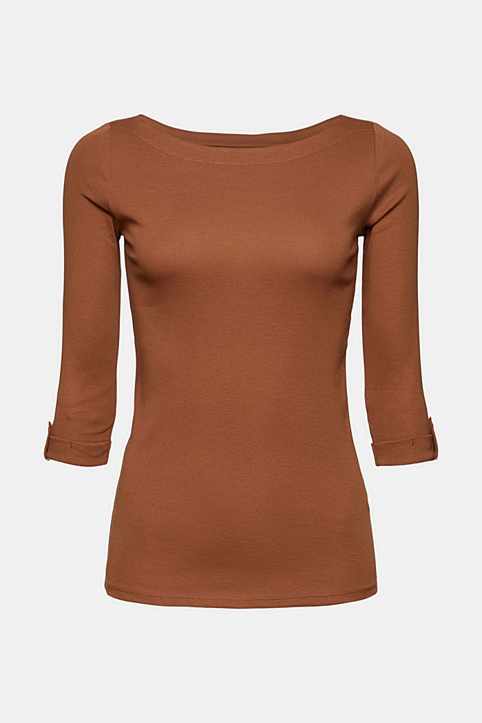 Basic long sleeve top made of 100% organic cotton, TOFFEE, detail image number 6