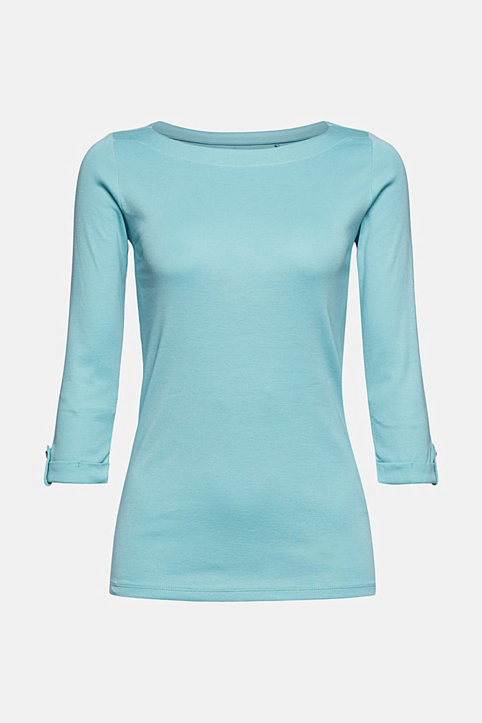 Basic long sleeve top made of 100% organic cotton, TURQUOISE, detail image number 6