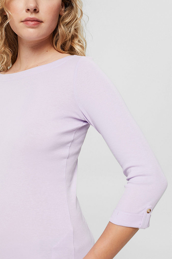 Basic long sleeve top made of 100% organic cotton, LILAC, detail image number 2