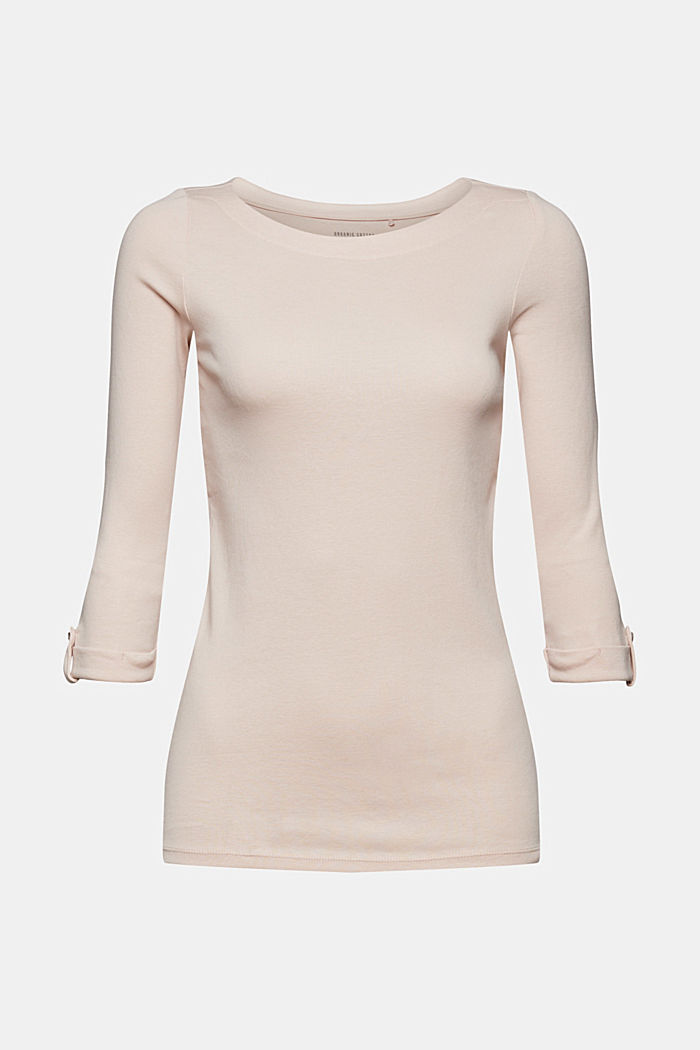 Basic long sleeve top made of 100% organic cotton, PASTEL PINK, overview