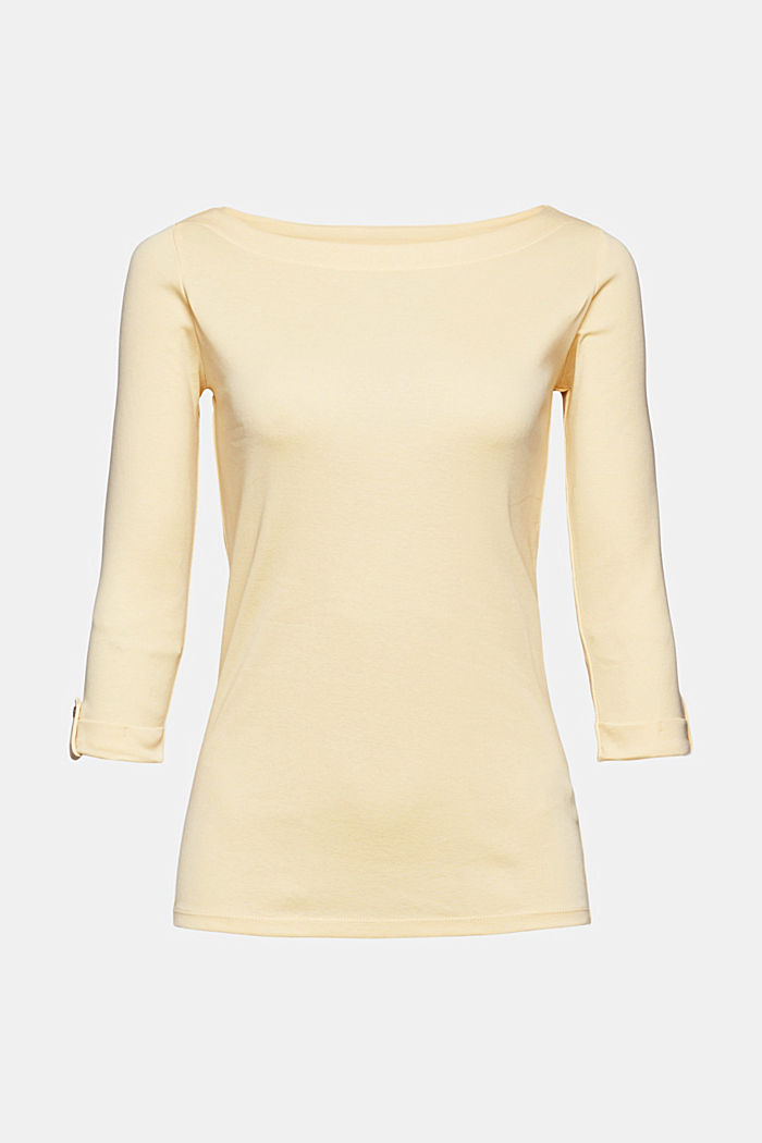 Basic long sleeve top made of 100% organic cotton, PASTEL YELLOW, overview