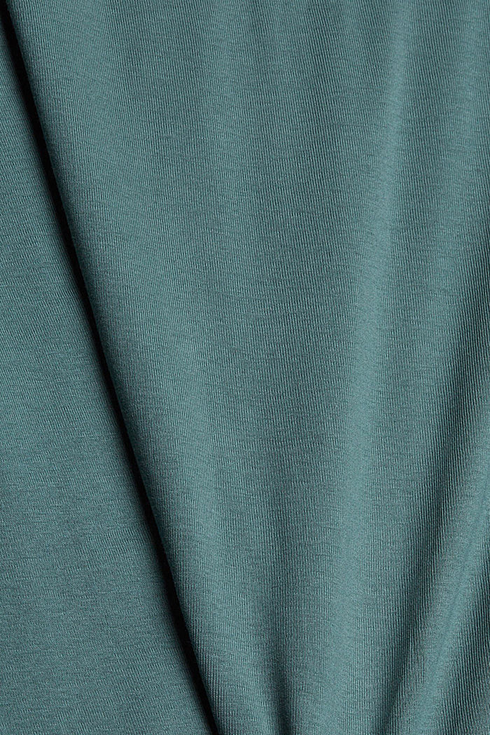 T-shirt à manches longues et logo scintillant, coton bio, TEAL BLUE, detail image number 4