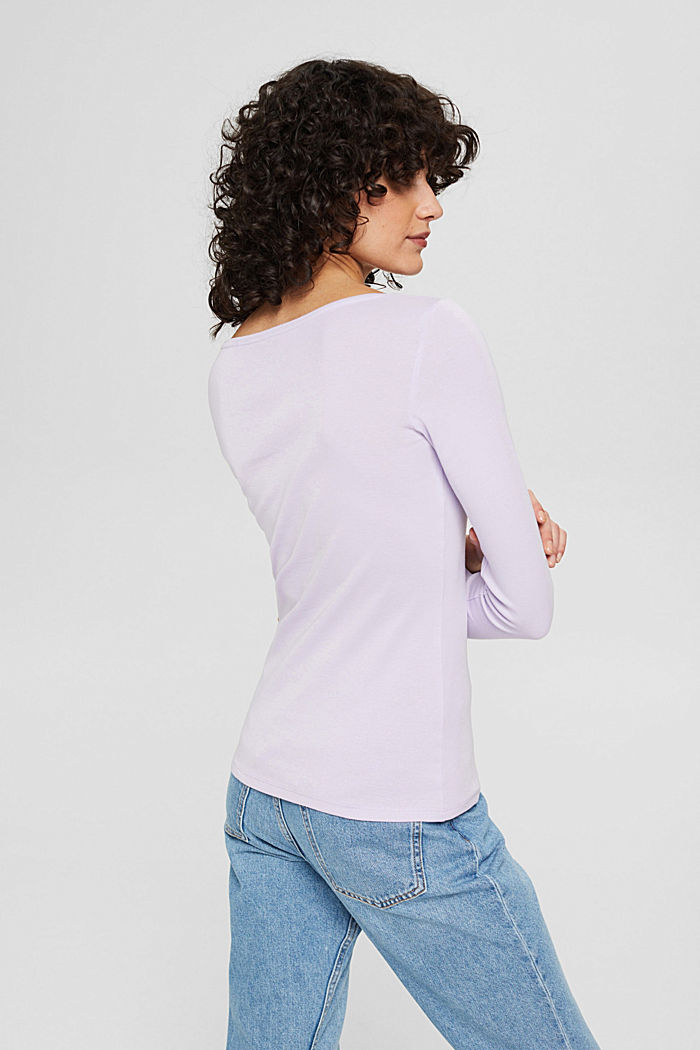 Long sleeve top with a glittery logo, organic cotton, LILAC, detail image number 3