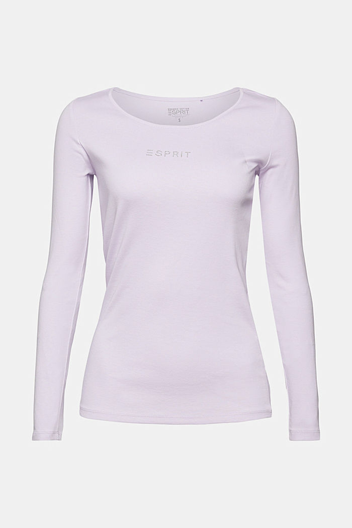 Long sleeve top with a glittery logo, organic cotton, LILAC, detail image number 7