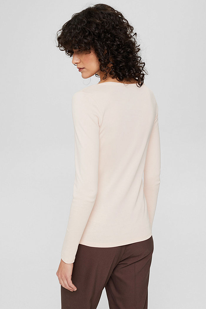 Long sleeve top with a glittery logo, organic cotton, PASTEL PINK, detail image number 3