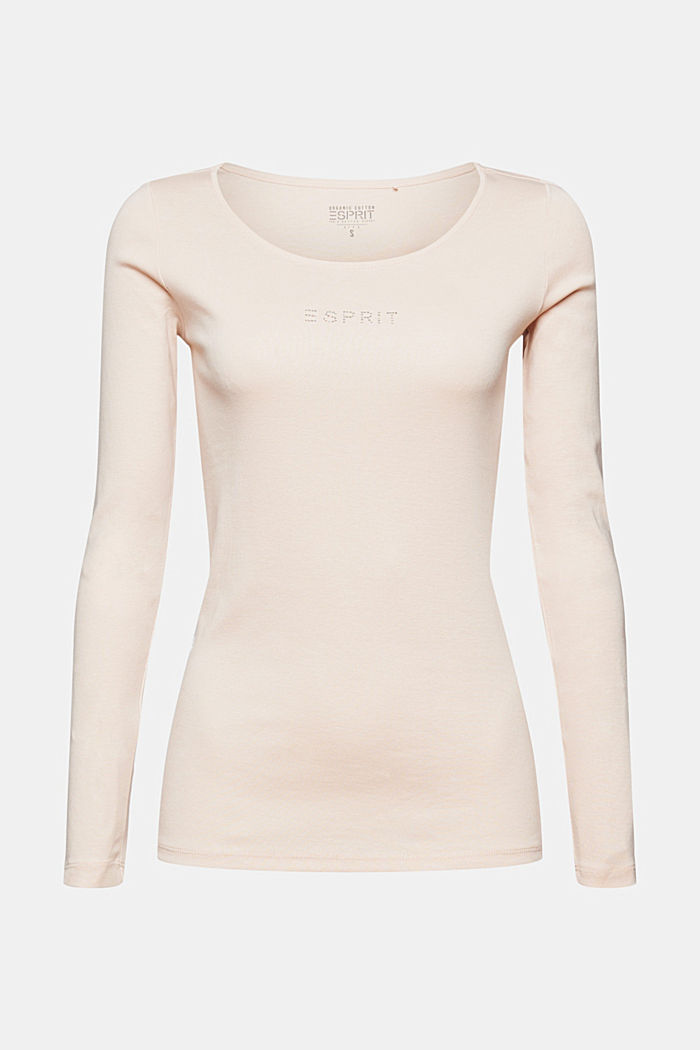 Long sleeve top with a glittery logo, organic cotton, PASTEL PINK, detail image number 7