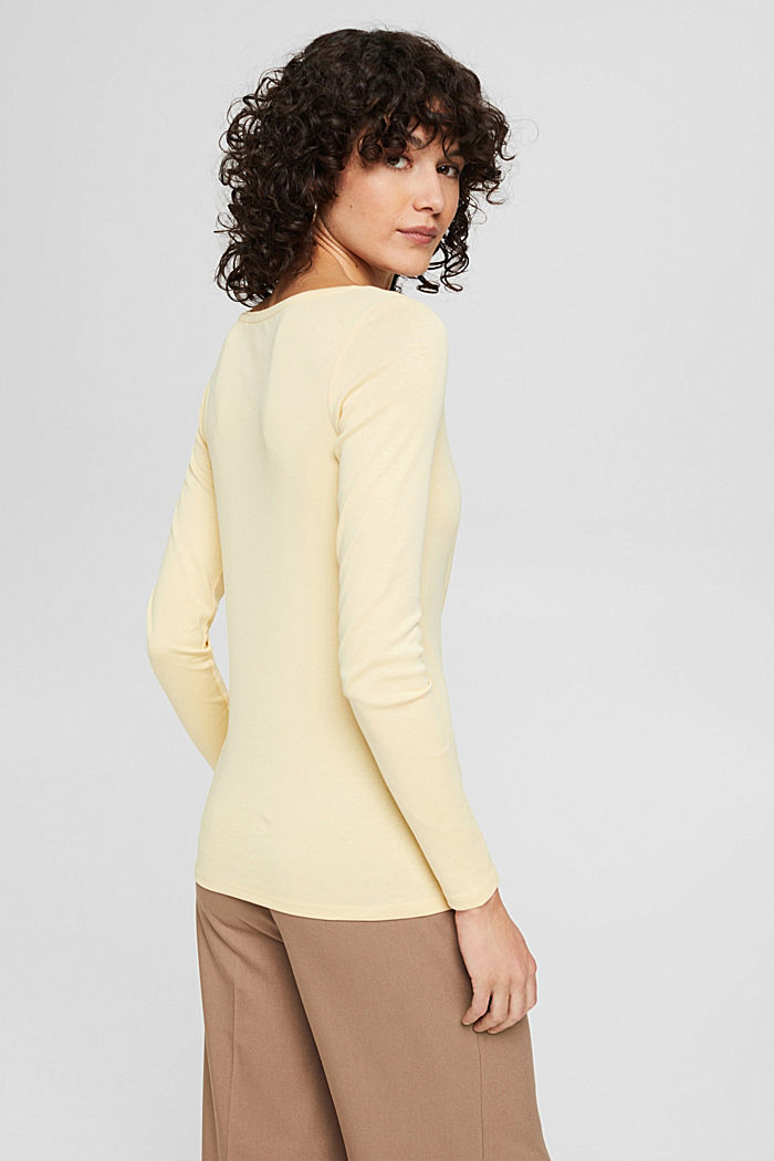Long sleeve top with a glittery logo, organic cotton, PASTEL YELLOW, detail image number 3