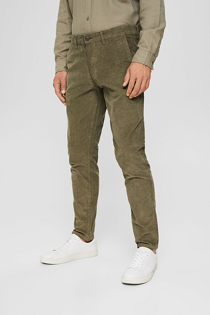 Pantalón de pana EarthColors® confeccionado en algodón ecológico, DARK KHAKI, detail image number 0